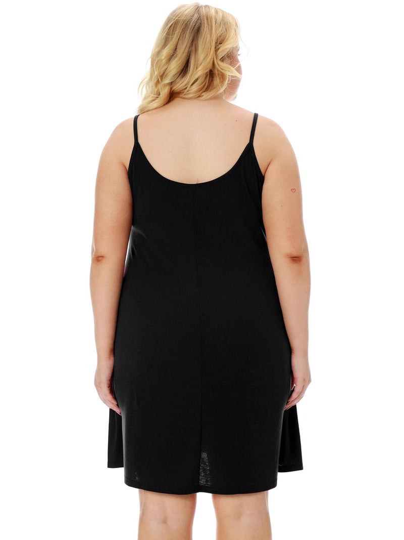 7th Element Plus Size Slip Dress for Women Under Dresses 2026 Spaghetti Strap Cami Camisoles Sun Tank Sleeveless Sundress(Black,3X) - Image 3